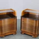Paire de tables de chevet en noyer, Tchécoslovaquie années 1940