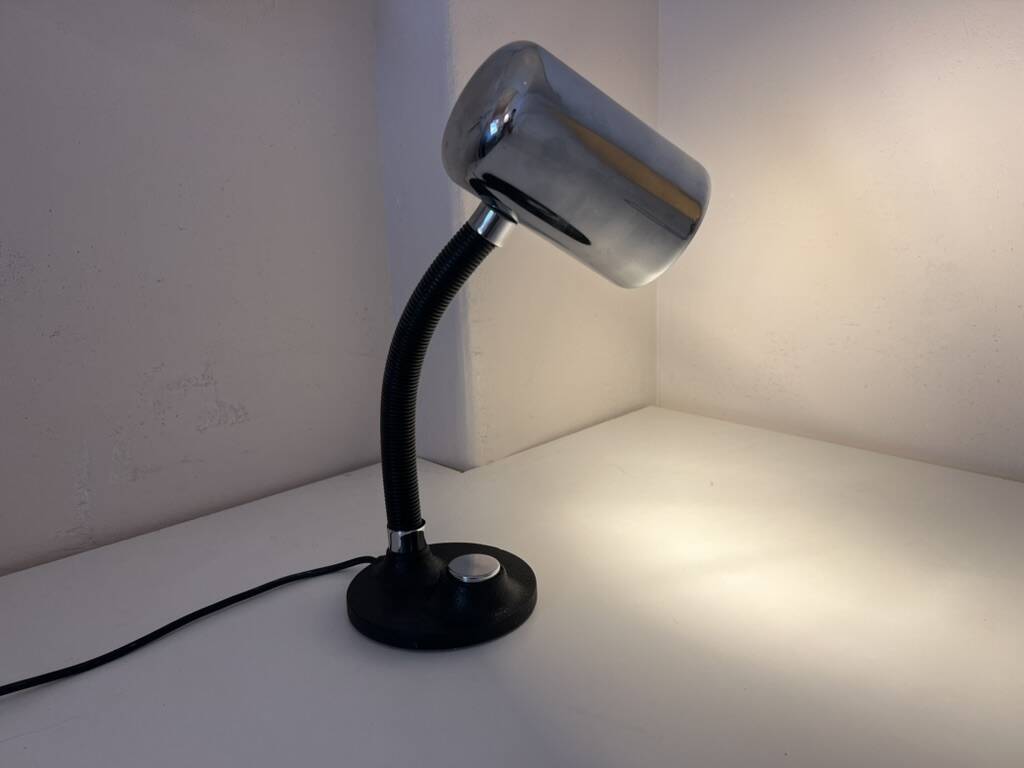Lampe de table chromée Hillebrand Space Age vintage rétro