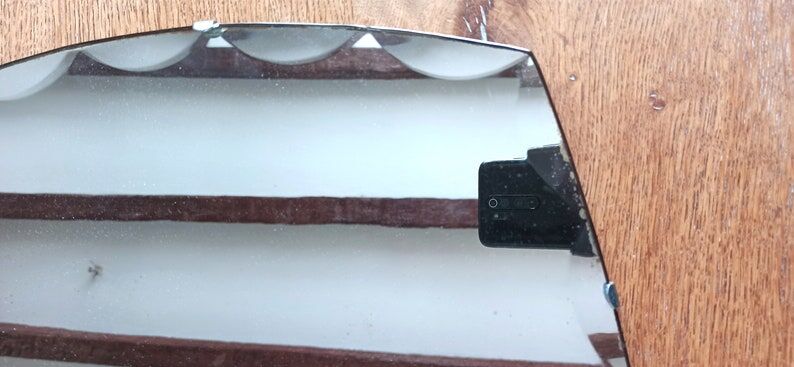 Octagonal beveled art deco wall mirror