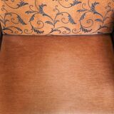 Luxurious 2.5-seater sheep leather sofa with fabric cushions in English style