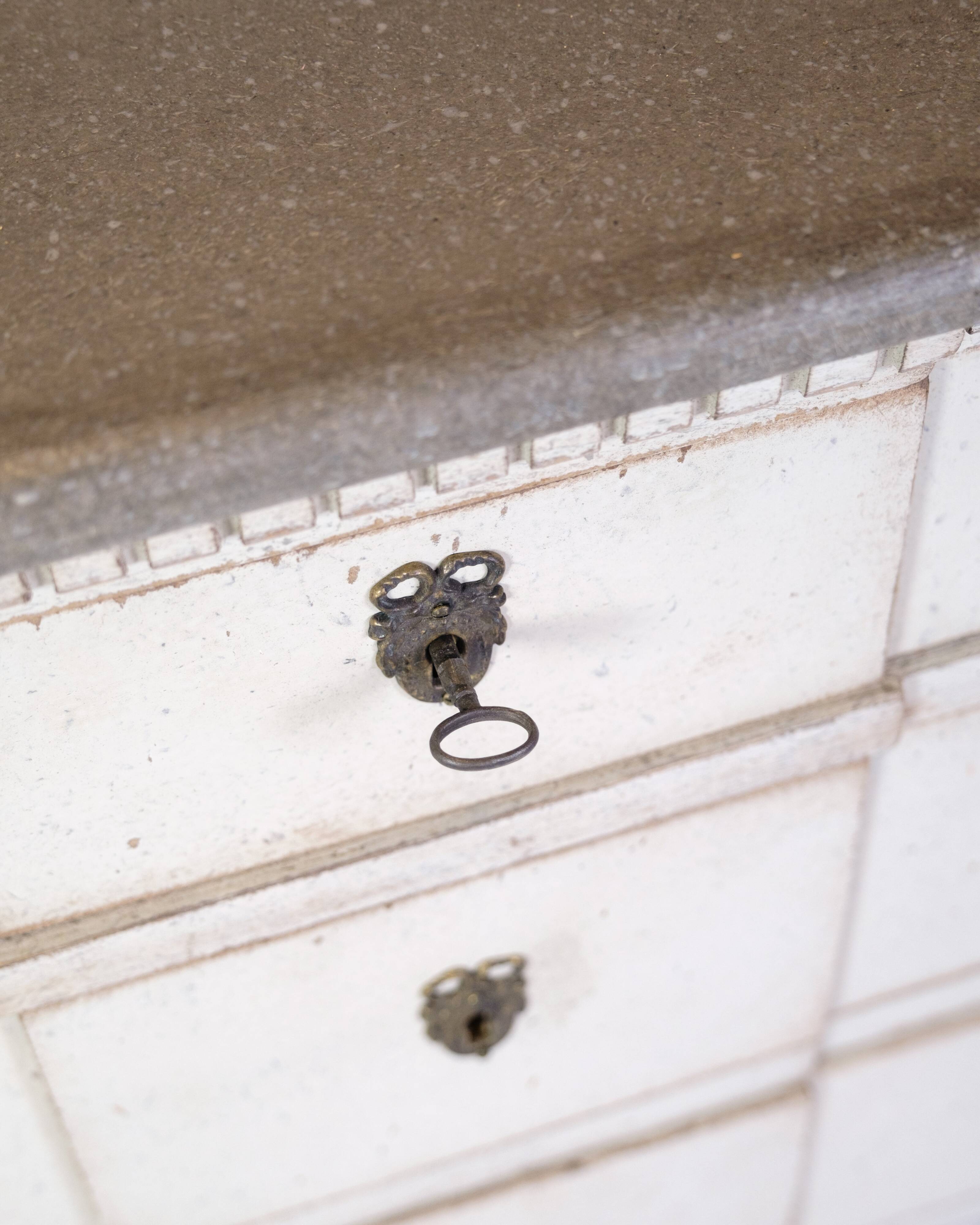Gustavian Chest Of Drawers Grey Painted, Swedish Origin From 1840s