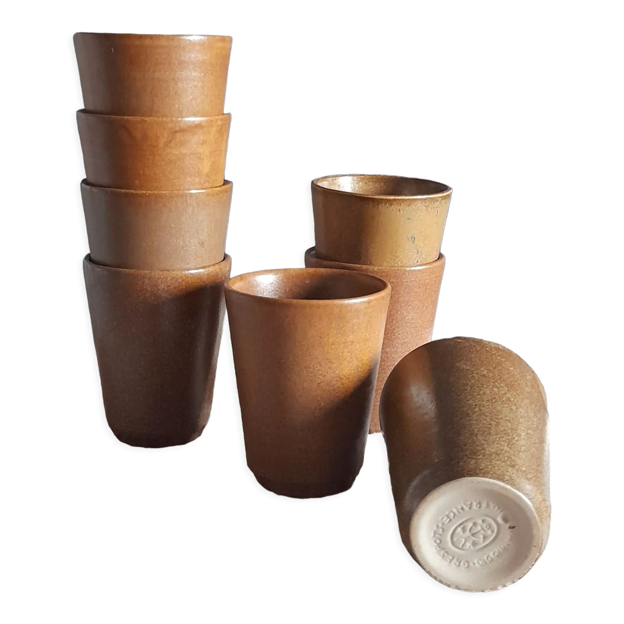 8 cups in Digoin stoneware 1970