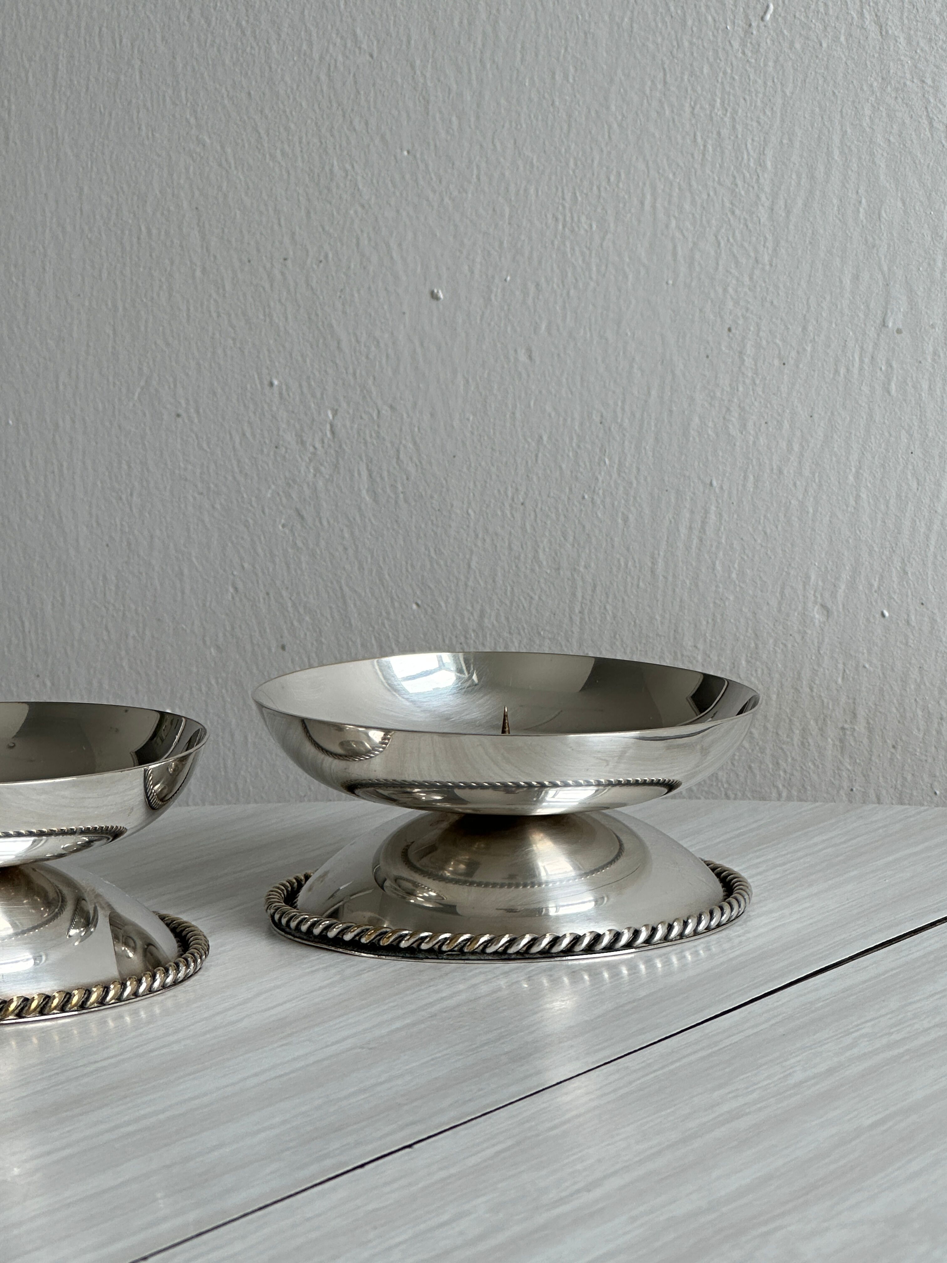 set of 2 antique candle holders