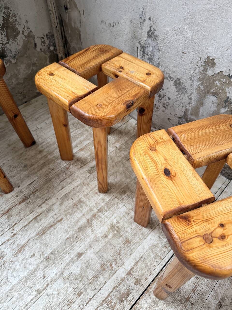 Set of 6 Olof Ottelin stools, Finland 1950.