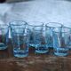 Set of 8 blue bubble-blown blown glass shot glasses