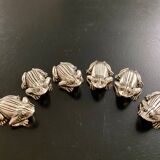 6 metal frog-shaped knife holders