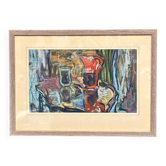 Nature morte originale suédoise sur papier — Arrangement doux par E. Holm — Milieu du siècle — Verni — 37 × 27 cm (14,6" × 10,6")