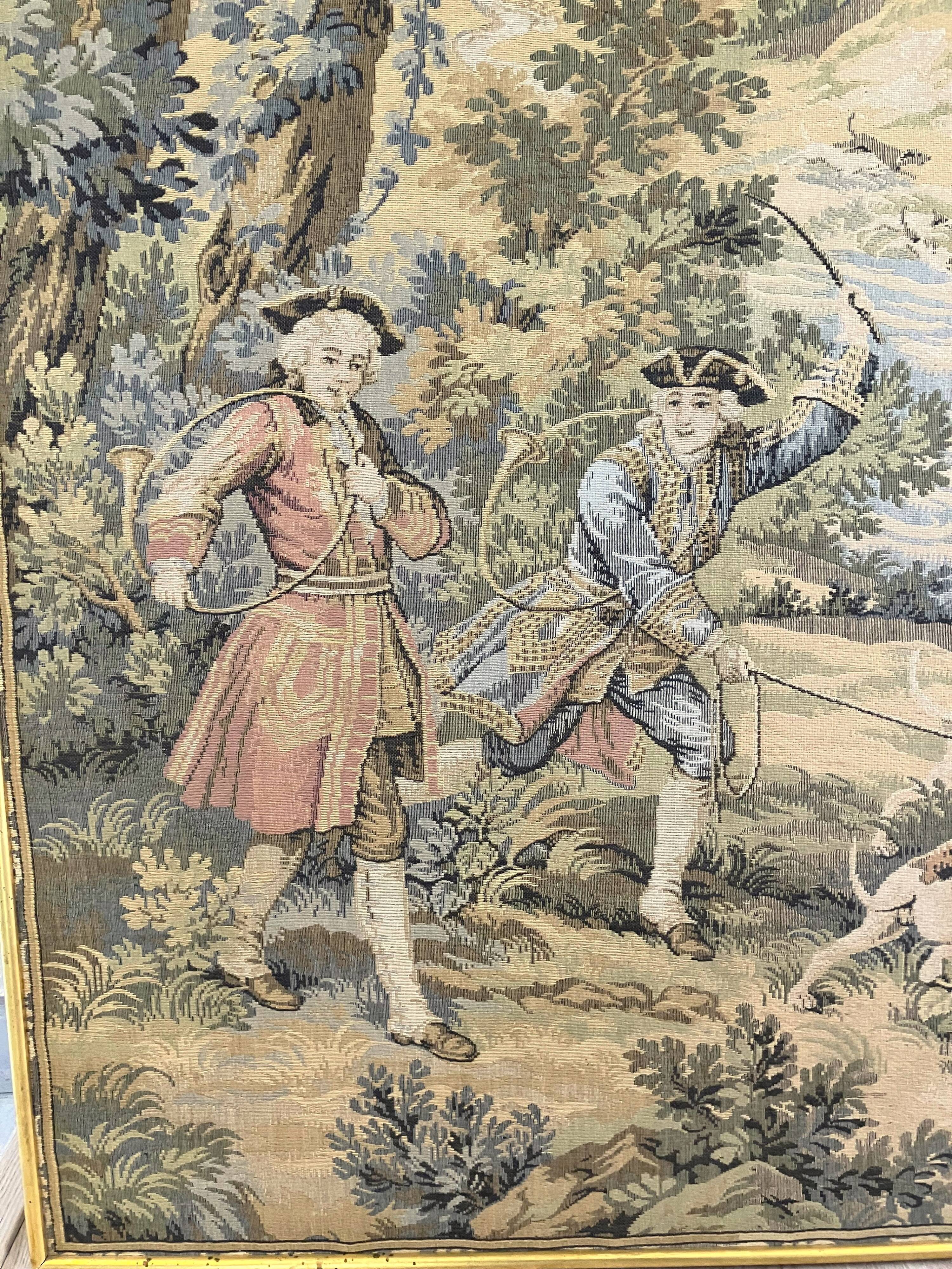 Antique tapestry Jules Pansu hunting scene 18th century