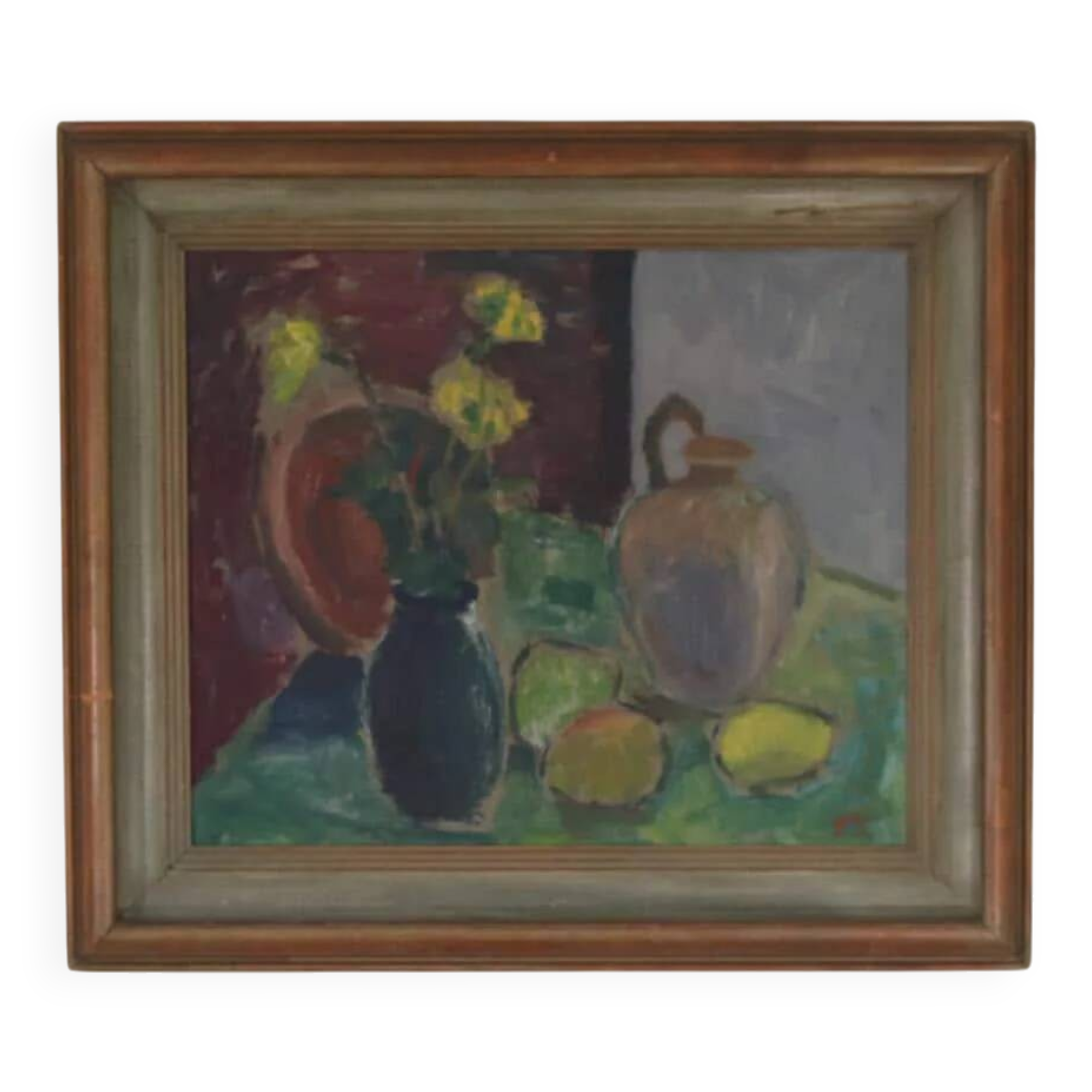 Nature morte : Vases et fruits par T.S.
