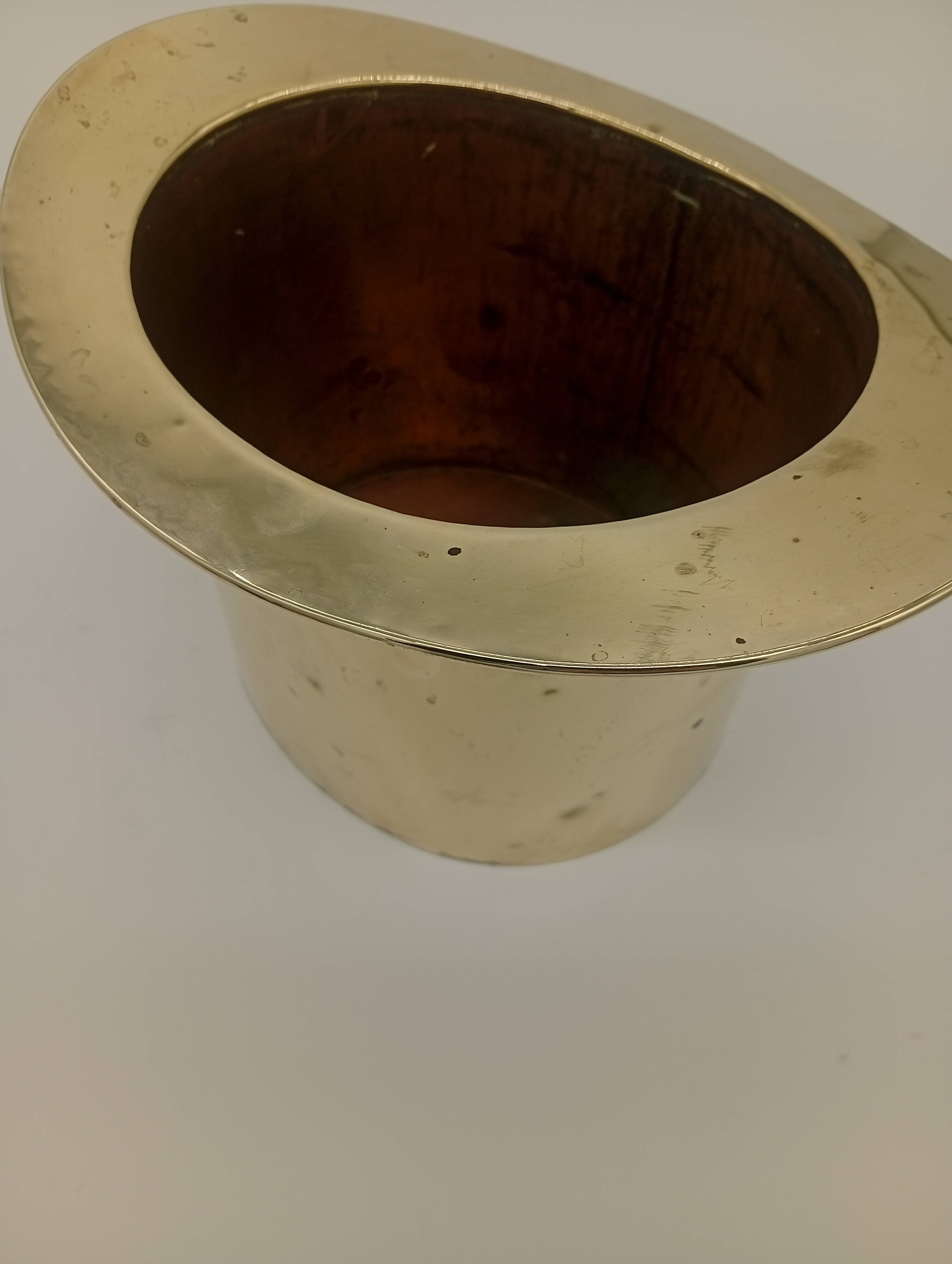 Ice Bucket Champagne Cooler Top Hat Vintage Brass
