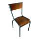 Vintage chair mullca model 510 green metal + wooden seat and back in burgundy