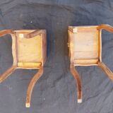 Beautiful pair of bedside tables, in walnut wood, Louis XV style