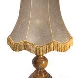 Retro-style lamp in turned wood and gold metal, 37x57cm