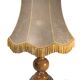 Retro-style lamp in turned wood and gold metal, 37x57cm