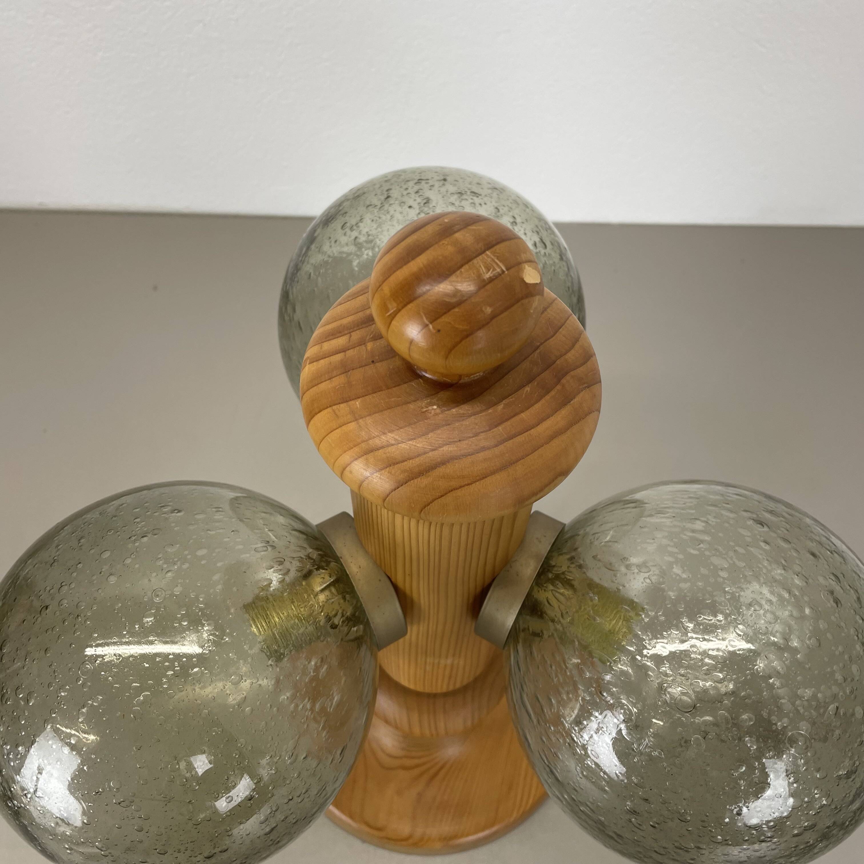 Large Organic Sculptural PINE Wooden Table Light by Temde Lights, Germany 1
