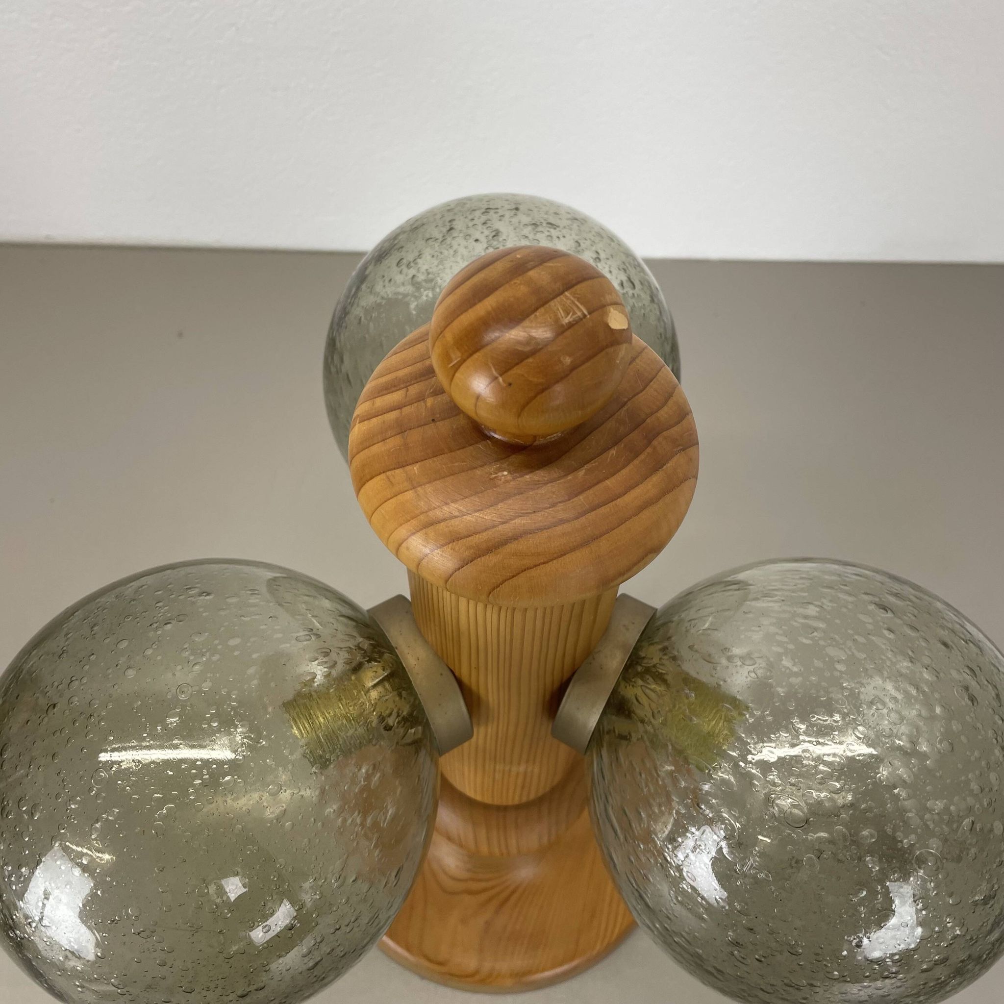 Large Organic Sculptural PINE Wooden Table Light by Temde Lights, Germany 1