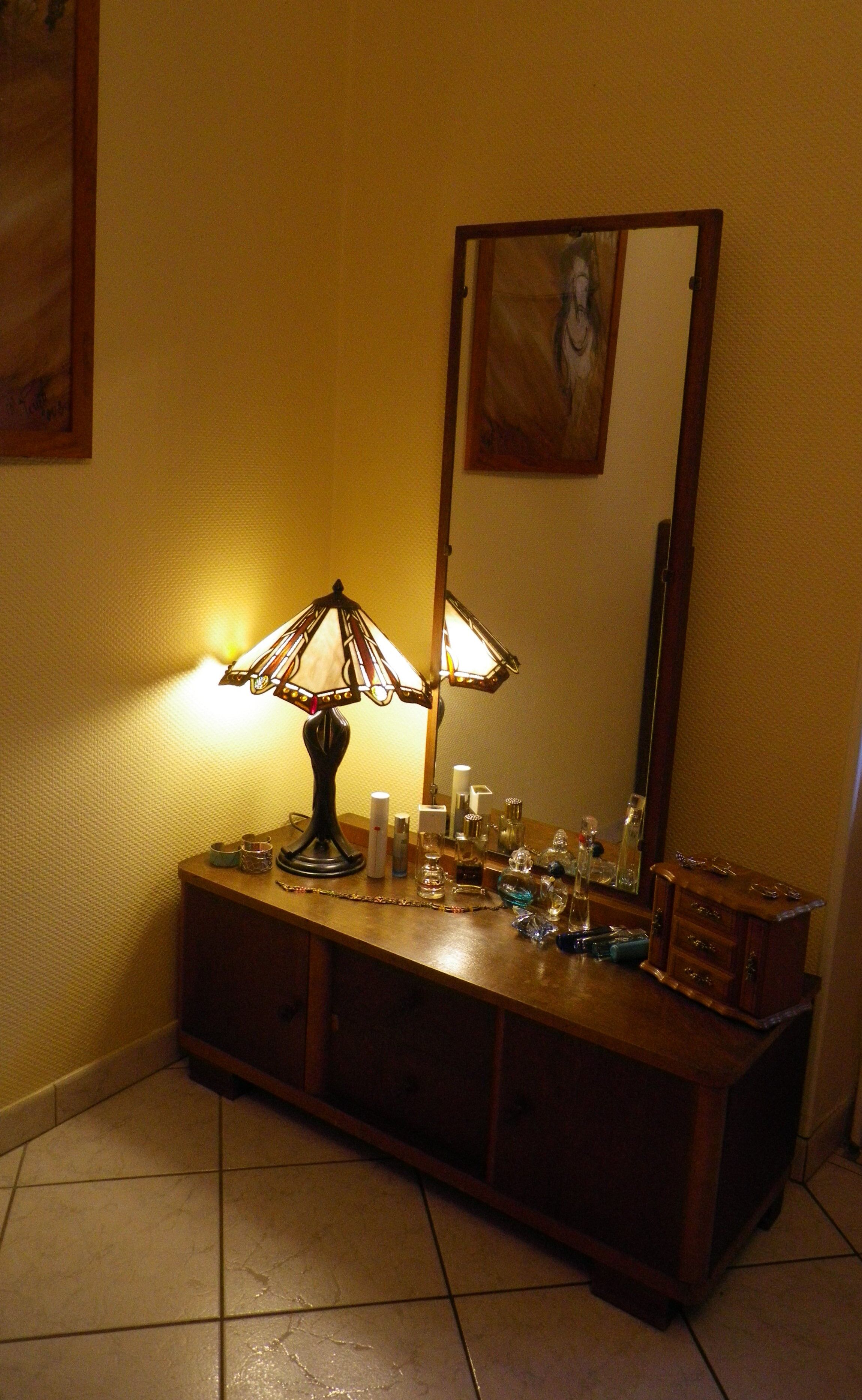 Art deco boat dressing table with large mirror 1940s