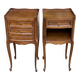 2 Louis XV bedside tables made of curved solid oak with drawers from 1960.