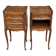 2 Louis XV bedside tables made of curved solid oak with drawers from 1960.