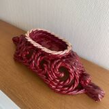 Large woven ceramic basket 60s