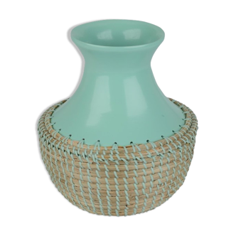 Decorative vase green water and straw