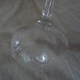 Pair of old crystal champagne glasses wide frieze right foot