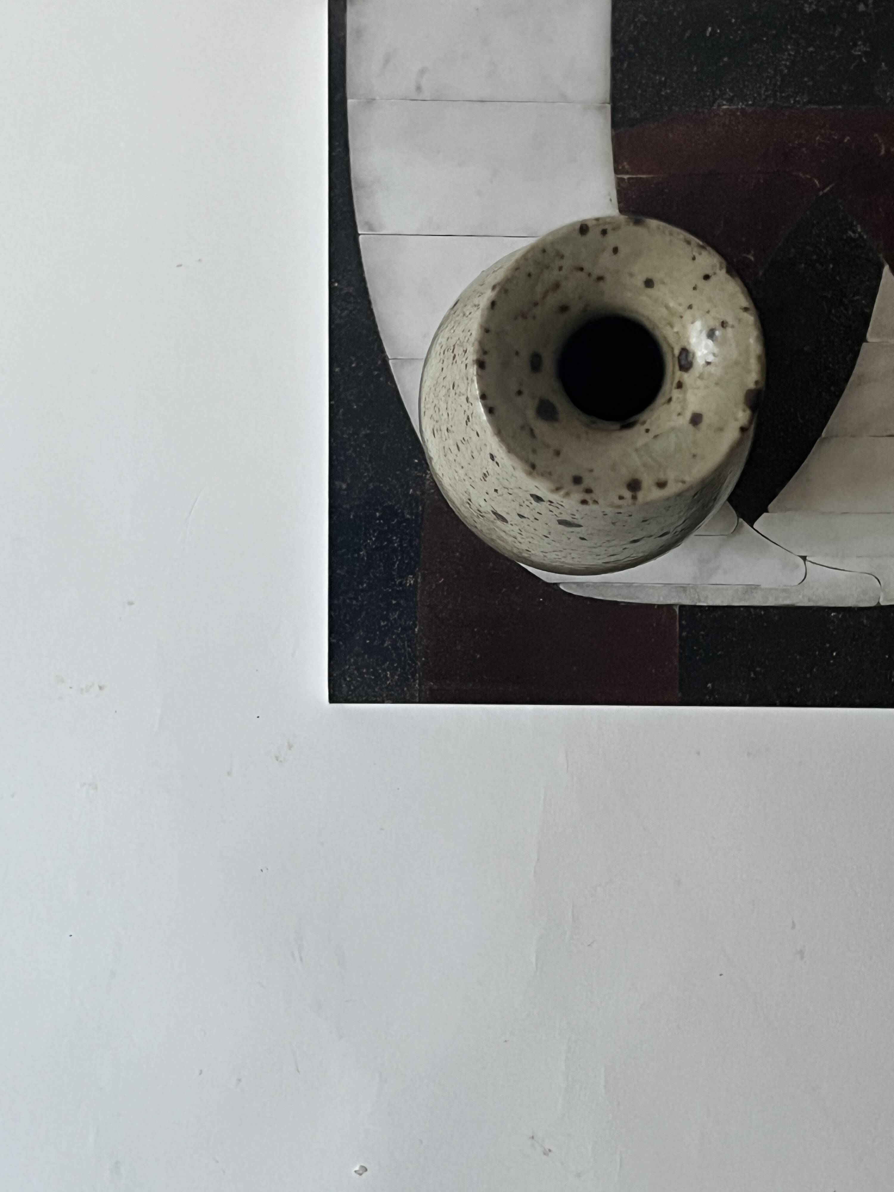 Pear-shaped vase in pyrite stoneware, La borne France 1950