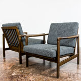 Pair of Restored Black B-7522 armchairs by Zenon Bączyk, 1960’s