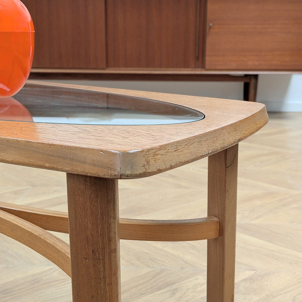 Vintage Nathan coffee table in teak and glass, 1960s.