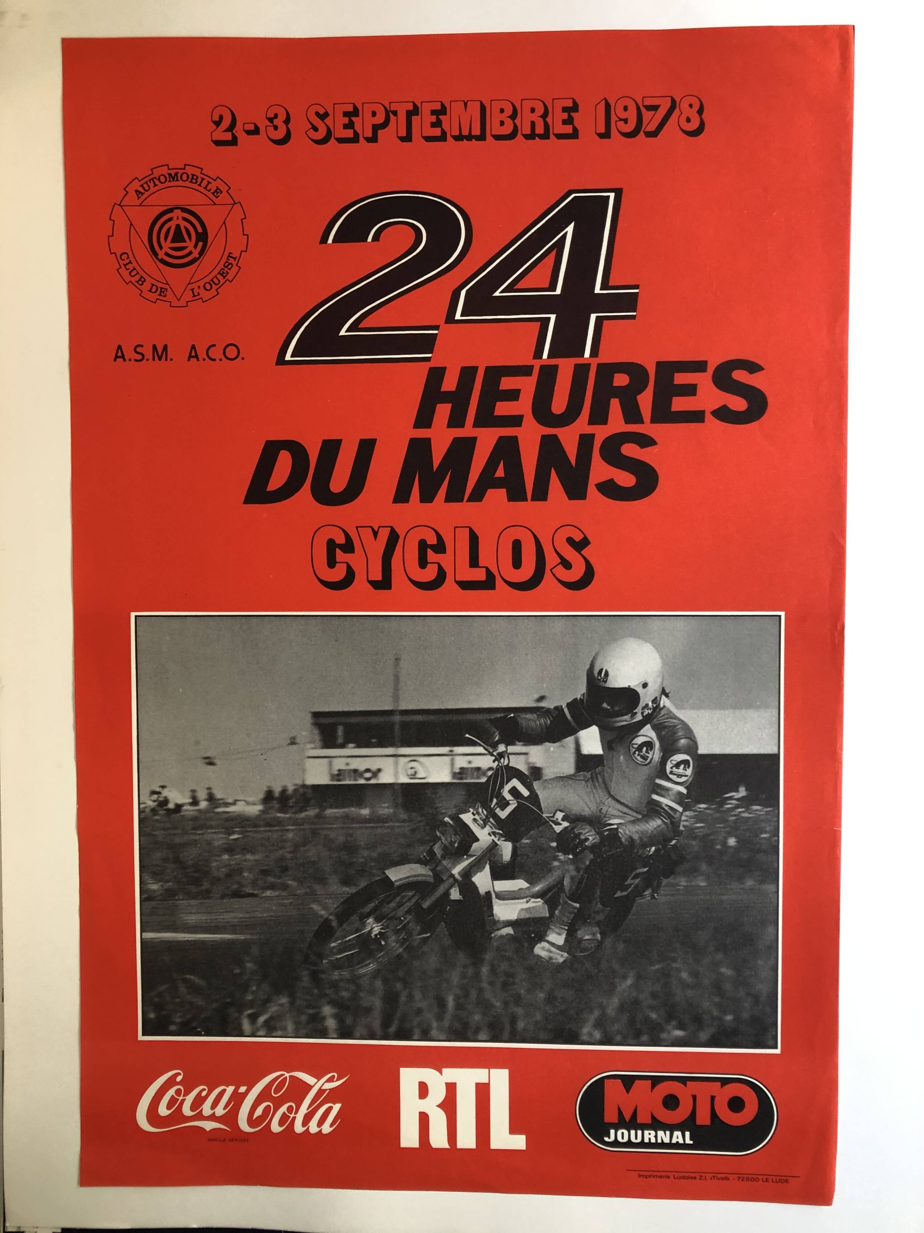 Original poster 24 Hours of Le Mans Cyclos September 2-3, 1978