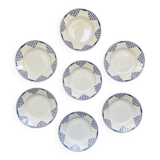 Set of 7 vintage Moulin des Loups soup plates from the 1950s, “Pantin” decor