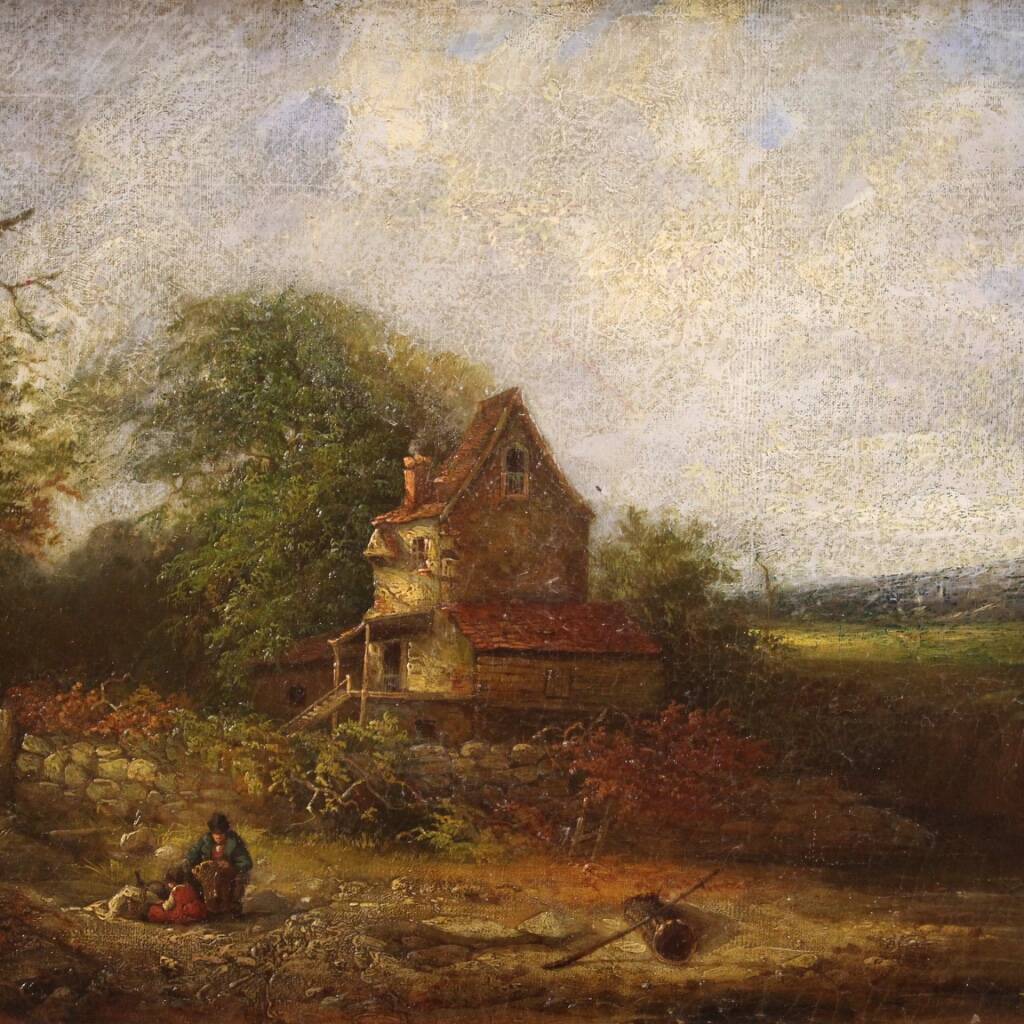 Peinture américaine paysage de campagne signée et datée 1854