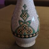 Cracked ceramic soliflore vase and Longwy enamels - Art Deco - 1930s