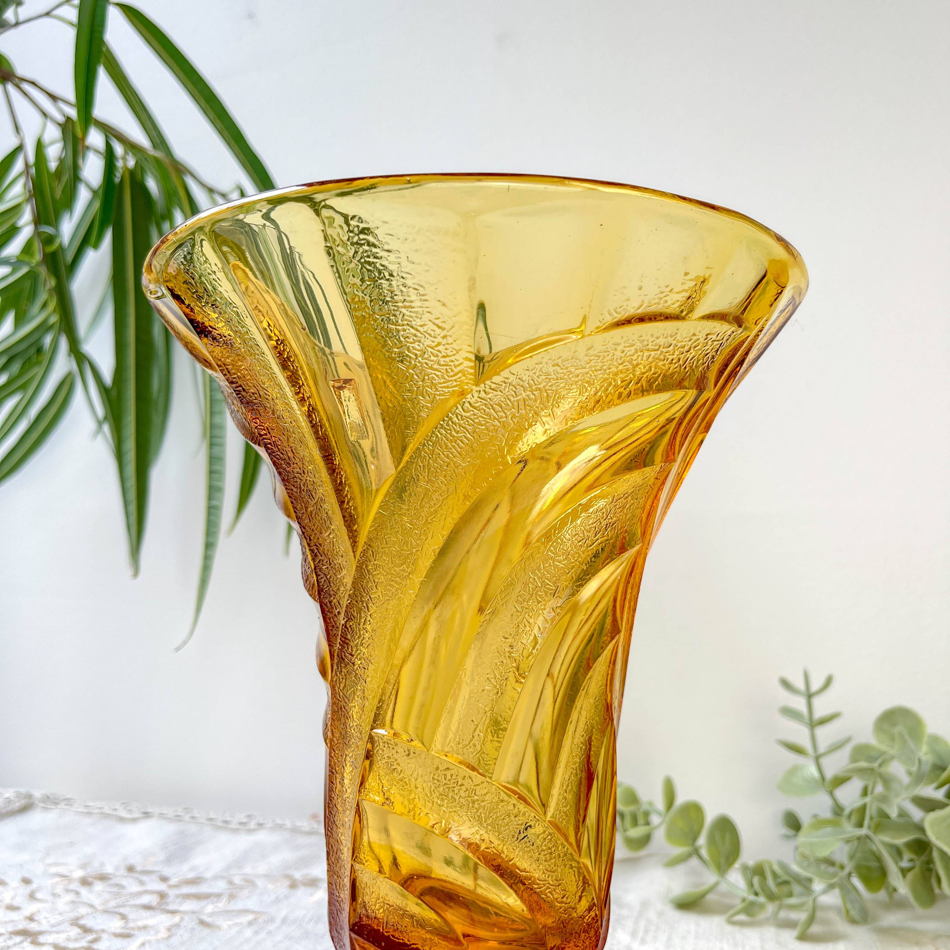 Vintage amber glass vase