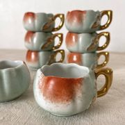 Tasses à liqueur calvados en barbotine, années 40