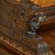 Banc Monks Antique Sculpté Lion Griffon 1860 avec Rangement