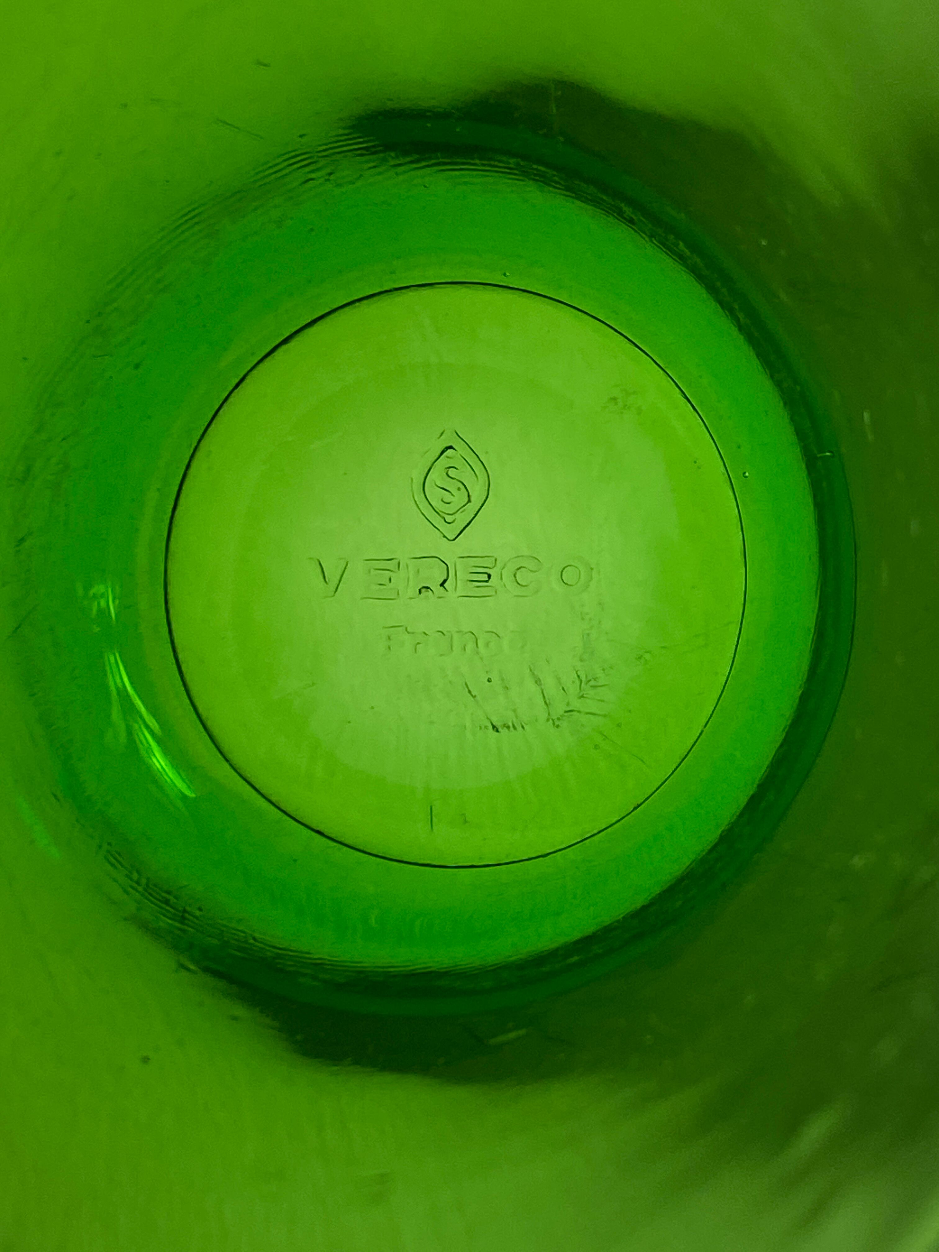 5 green vereco glasses