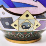 Postmodern Colorful Chinese Jingfa Cloisonné Vase with Brass Base