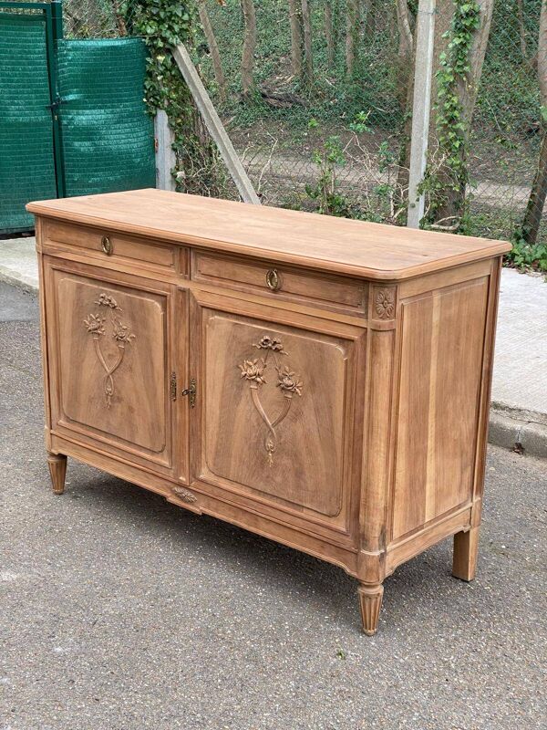 Buffet Louis XVI rénové en noyer du 19ème 145cm