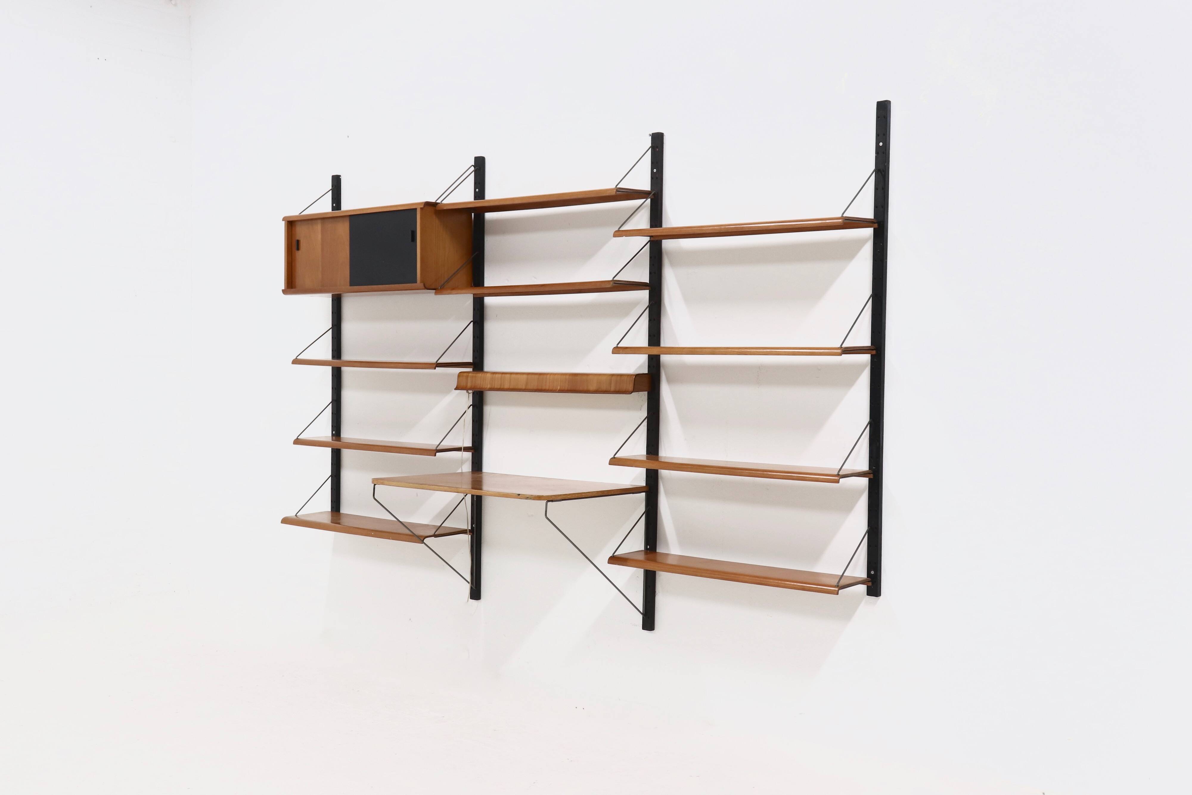 Rare Scandinavian Wall Mounted Plywood Shelving Unit 1950s