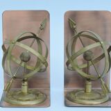 Pair of greenhouse book Astrolabe Sphere Armillary brass 1970