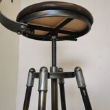 Chaise de bar vintage en métal faite à la main : siège pivotant en cuir à hauteur réglable