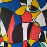 Peinture abstraite sur panneau de bois