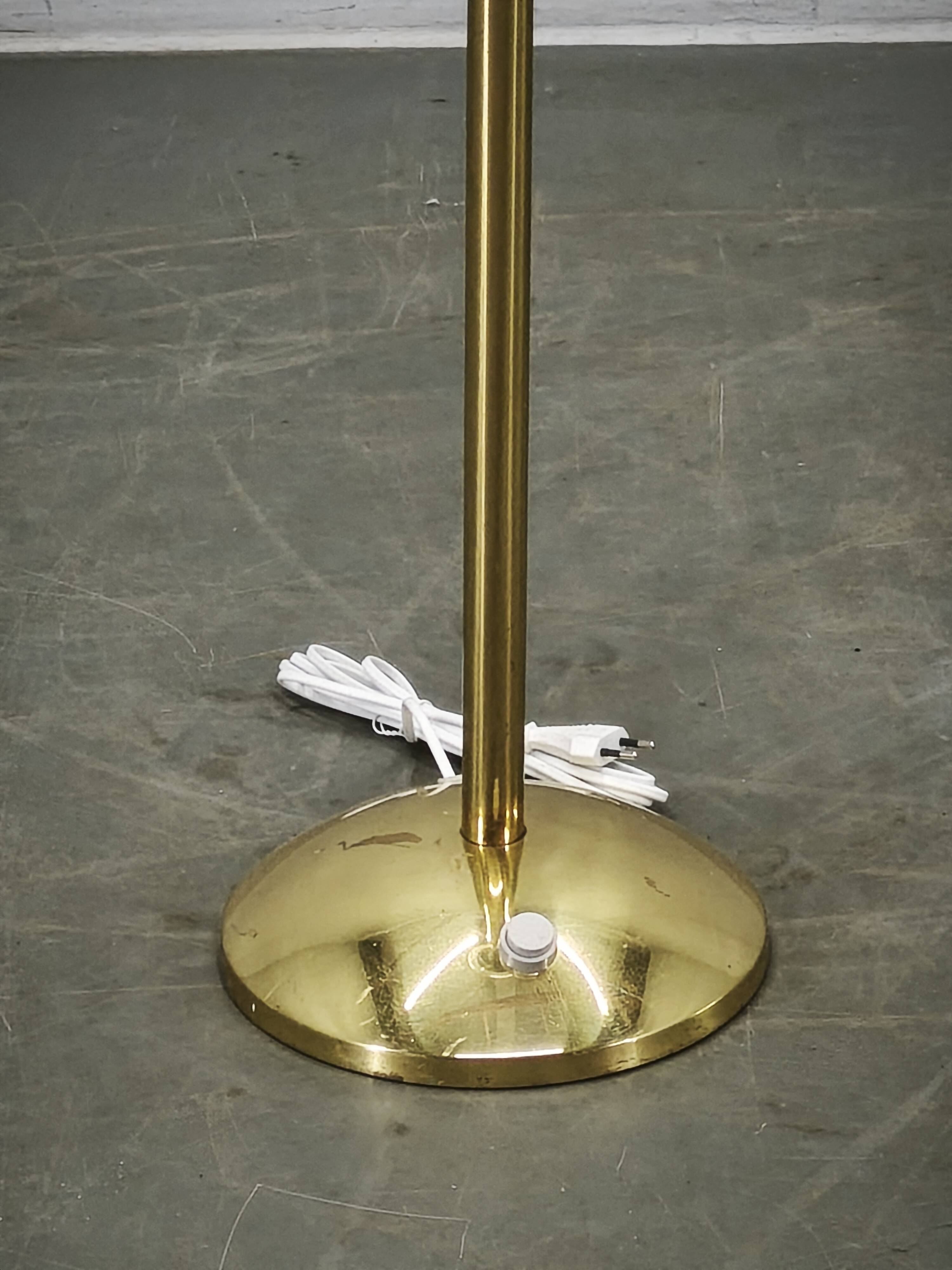 Space Age Bubble Glass and Brass Floor Lamp, Czechoslovakia, 1970s
