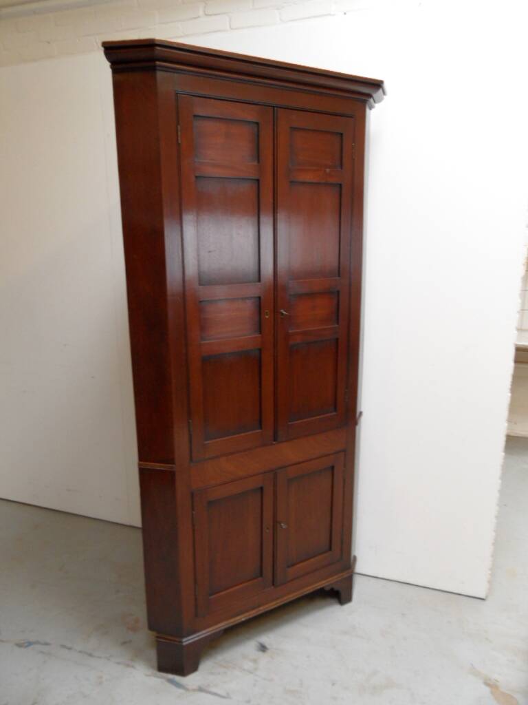 Antique mahogany corner cabinet