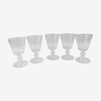 Lot of 5 liquor glasses Caton model, Saint Louis