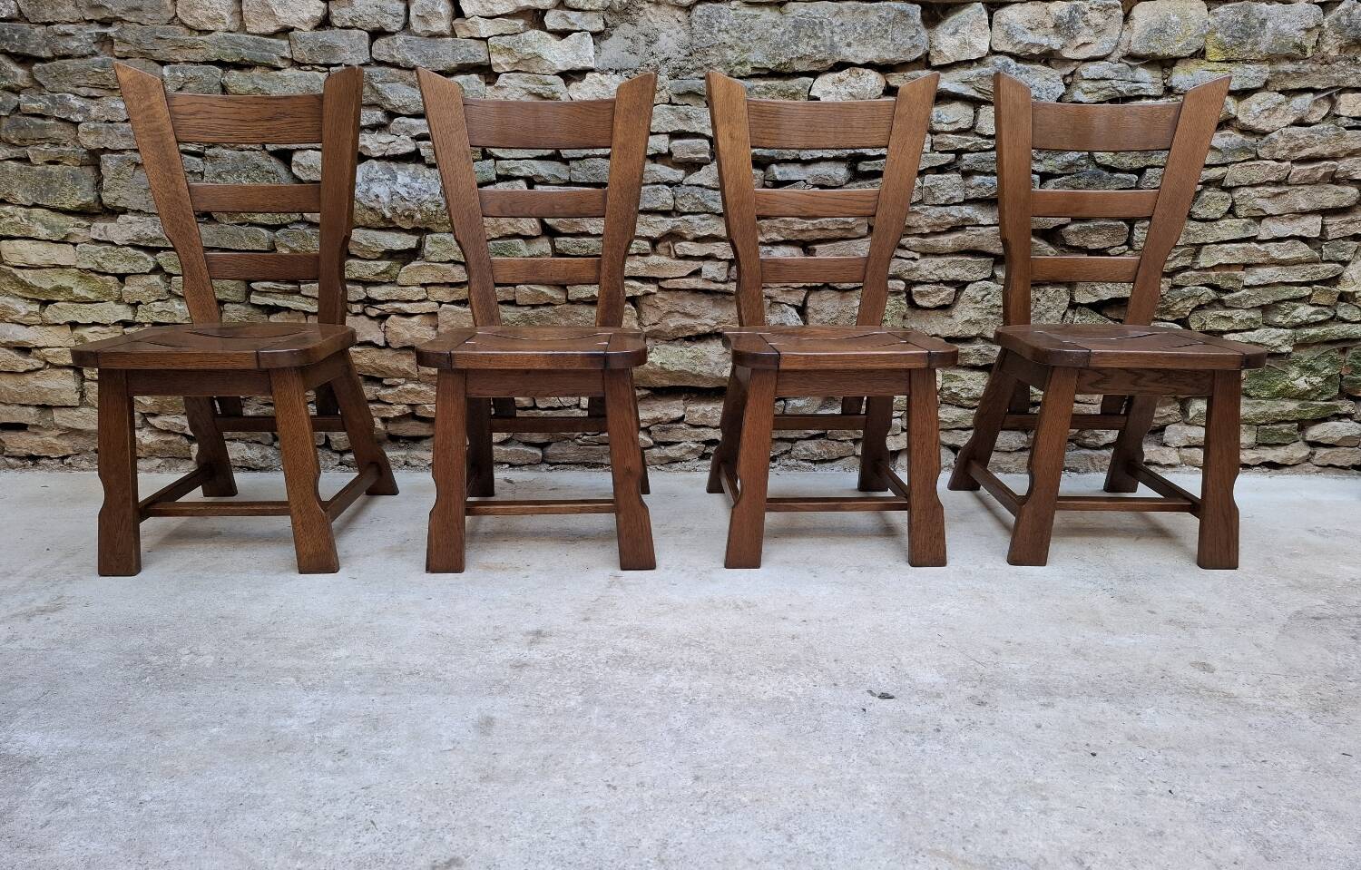 Brutalist oak chairs