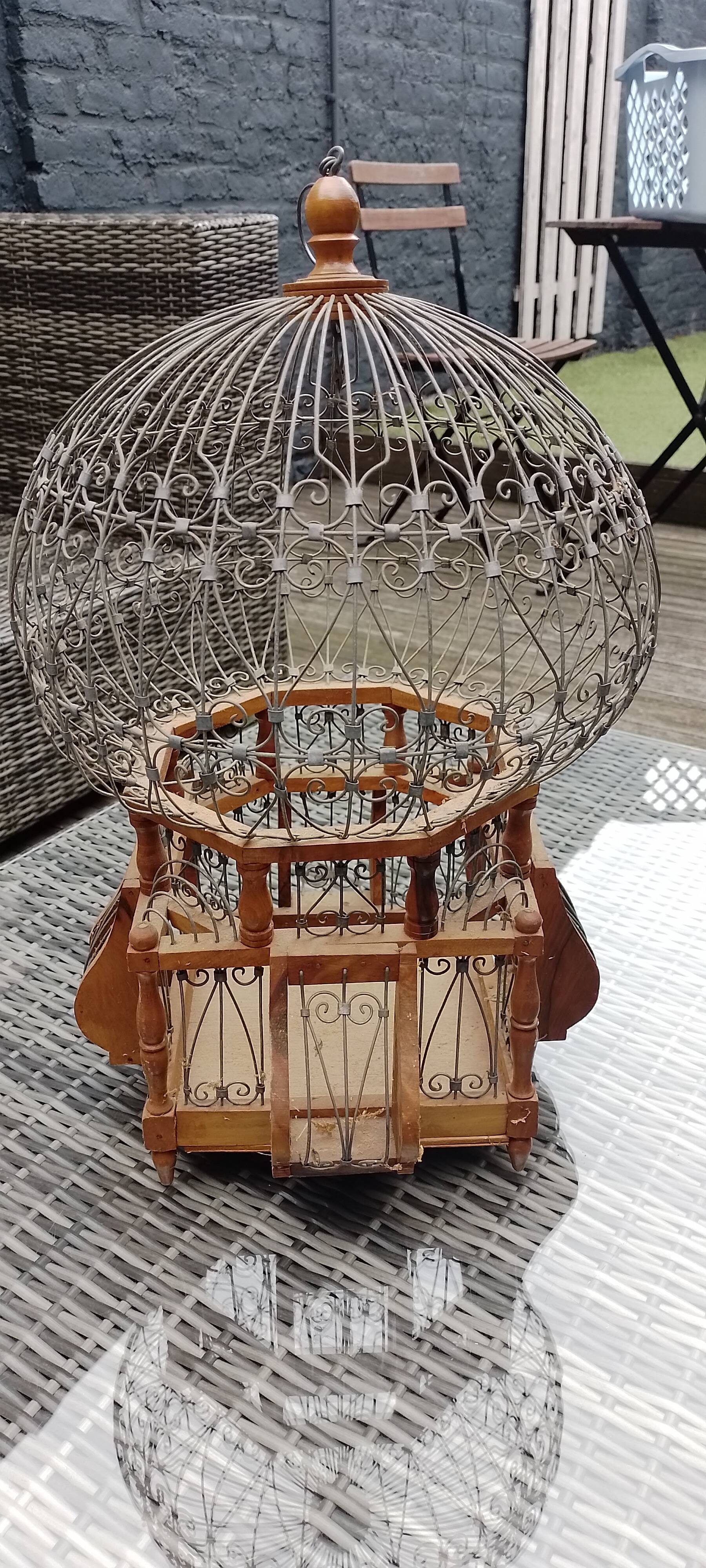 50' Vintage Metal and Wood Bird Cage