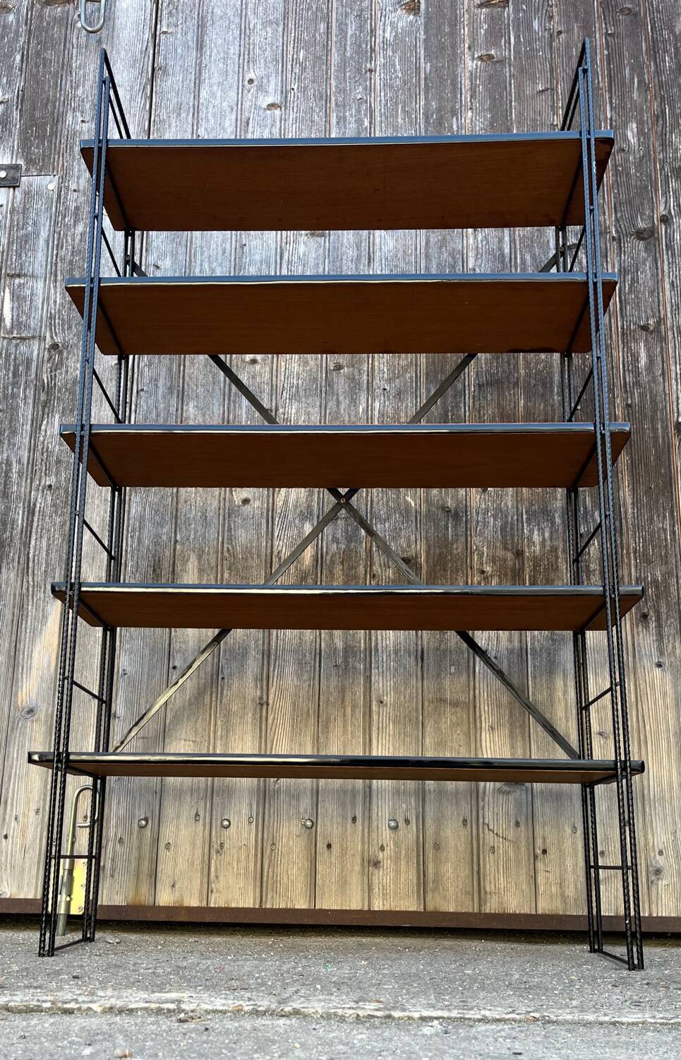 String wood and metal shelf