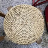Pair of Scandinavian rush stools from the 70s